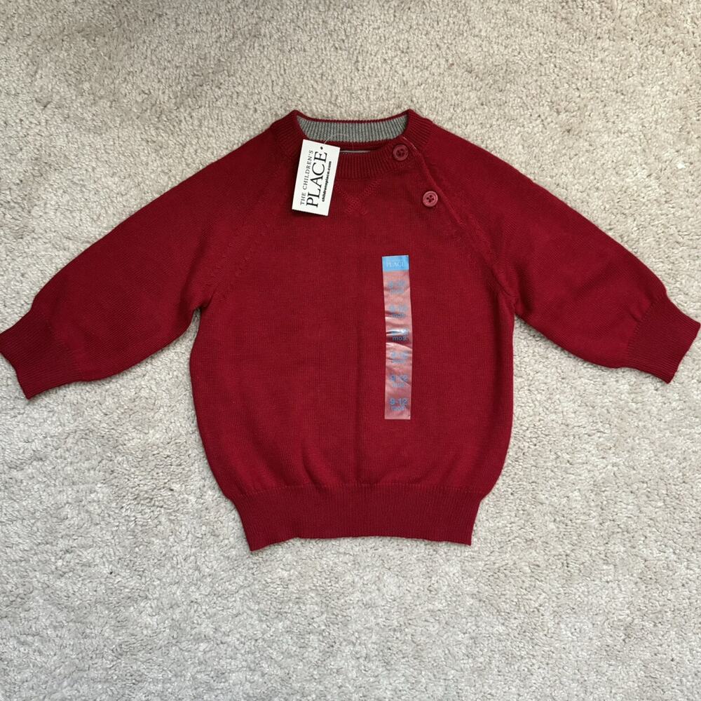 * Red Sweater Elbow Patches Christmas Holiday 9-12 Months NEW